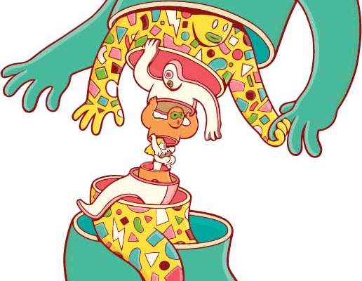 卡通抽象人物印花矢量图服装裁片T恤烫图印花花型素材