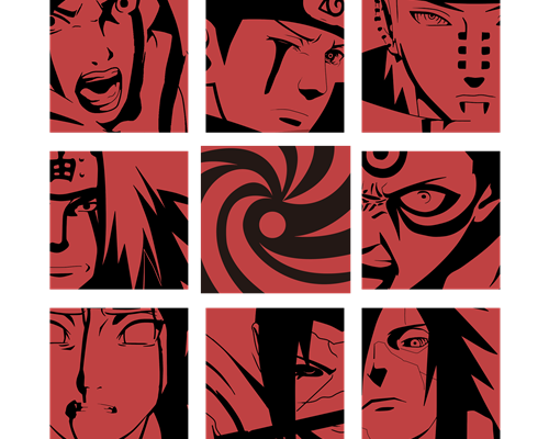 卡通动漫火影忍者印花图案服装裁片T恤印花花型素材