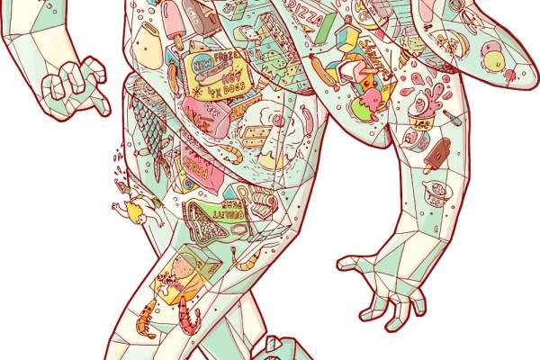 卡通抽象人物印花矢量图服装裁片T恤烫图印花花型素材