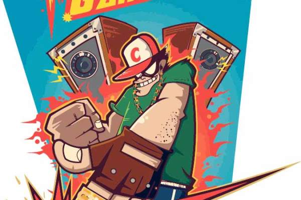 卡通人物图案嘻哈风印花矢量图服装裁片T恤烫图印花花型素材