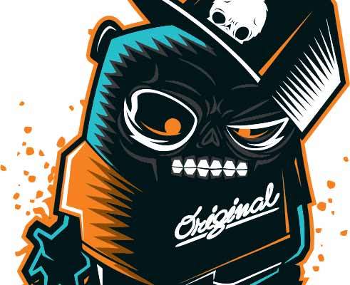 卡通人物图案嘻哈风印花矢量图服装裁片T恤烫图印花花型素材