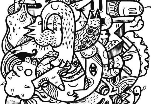 卡通人物图案嘻哈风印花矢量图服装裁片T恤烫图印花花型素材