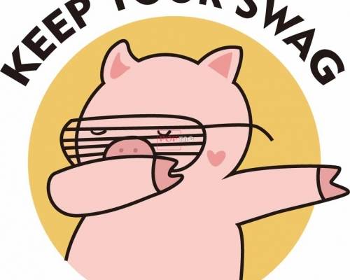 卡通动物小猪字母印花矢量图服装裁片T恤烫图印花花型素材