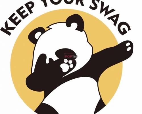 卡通动物熊猫字母印花矢量图服装裁片T恤烫图印花花型素材