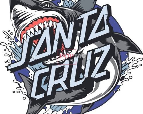 鲨鱼字母潮牌印花矢量图服装裁片T恤烫图印花花型素材