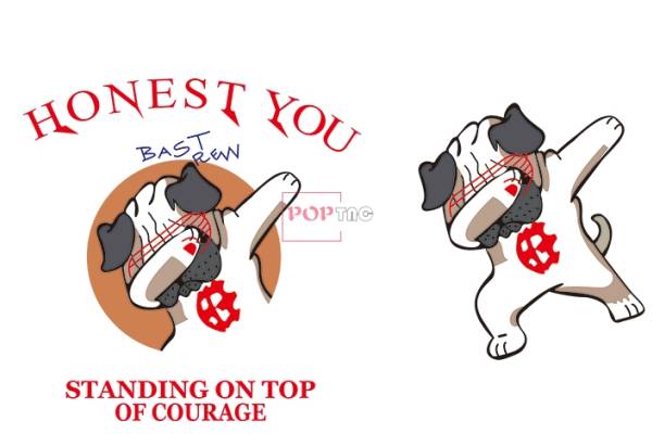 卡通字母狗潮牌印花矢量图服装裁片T恤烫图印花花型素材