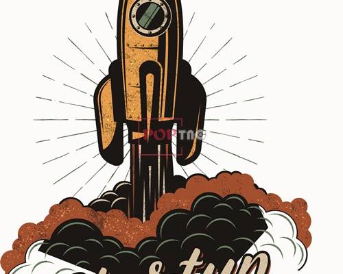 潮牌火箭字母印花矢量图服装裁片T恤烫图印花花型素材