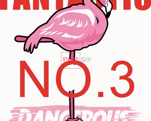 潮牌火烈鸟耐克字母印花矢量图服装裁片T恤烫图印花花型素材