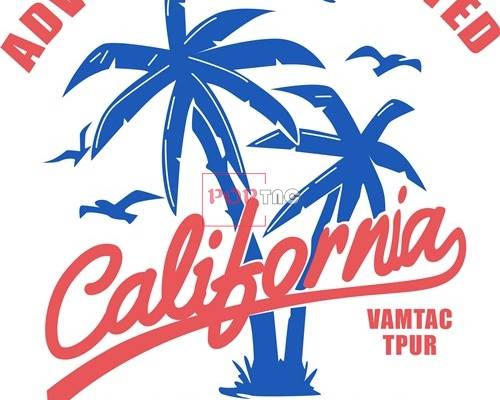 字母椰子树图案印花矢量图服装裁片T恤烫图印花花型素材