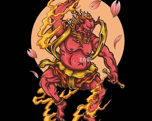 火神图案印花矢量图服装裁片T恤烫图印花花型素材