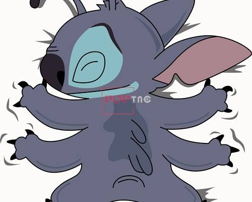 卡通动漫史迪仔潮牌印花矢量图服装裁片T恤烫图印花花型素材