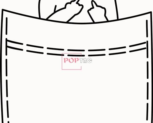 卡通动物口袋中指猫印花矢量图服装裁片T恤烫图印花花型素材