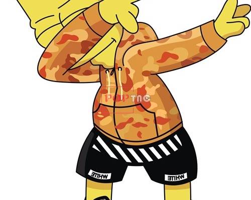 卡通动漫迷彩辛普森潮牌印花矢量图服装裁片T恤烫图印花花型素材