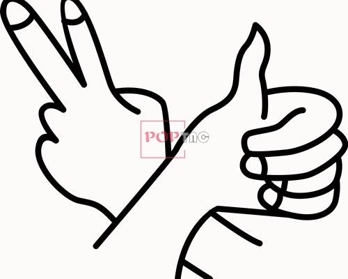 卡通手势印花矢量图服装裁片T恤烫图印花花型素材