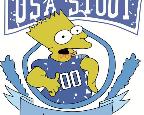 卡通动漫辛普森字母潮牌印花矢量图服装裁片T恤烫图印花花型素材