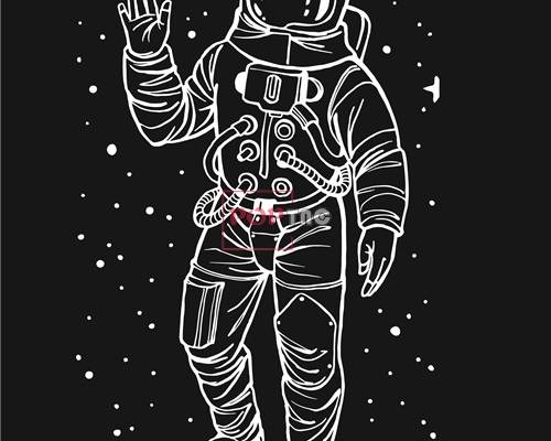 宇航员图案爱心印花矢量图服装裁片T恤烫图印花花型素材