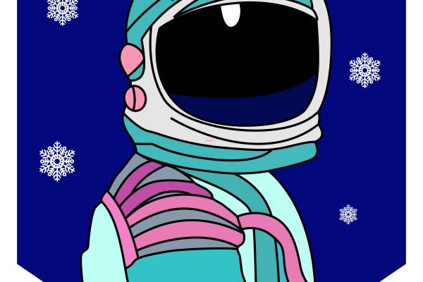 宇航员字母雪花印花矢量图服装裁片T恤烫图印花花型素材