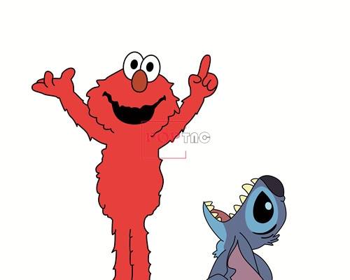 卡通动漫芝麻街史迪仔潮牌印花矢量图服装裁片T恤烫图印花花型素材