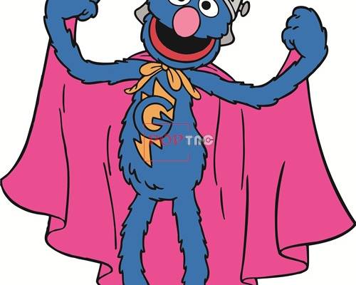 卡通动漫芝麻街披风潮牌印花矢量图服装裁片T恤烫图印花花型素材