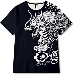 几何花纹祥云飞龙印花图案服装裁片T恤全身印印花花型素材