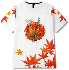 树叶枫叶驯鹿祥云数字印花图案服装裁片T恤全身印印花花型素材