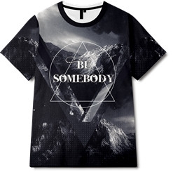 山峰几何图案字母印花服装裁片T恤全身印印花花型素材