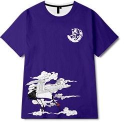 祥云仙鹤印花图案服装裁片T恤全身印印花花型素材