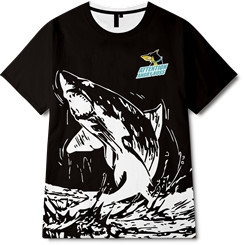 海洋动物鲨鱼字母印花图案服装裁片T恤全身印印花花型素材