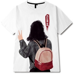 卡通人物字母印花图案服装裁片T恤班服全身印印花花型素材