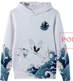 海浪动物仙鹤字母印花图案服装裁片T恤卫衣全身印印花花型素材