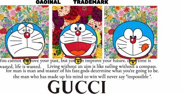 潮牌字母GUCCI哆啦A梦花卉印花图案服装裁片T恤烫图印花花型素材