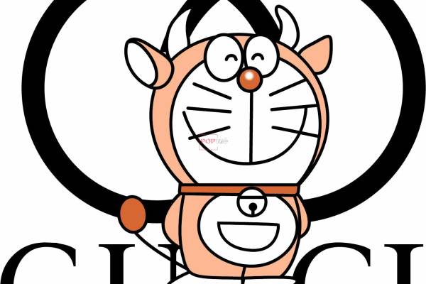 潮牌字母GUCCI哆啦A梦牛角印花图案服装裁片T恤烫图印花花型素材