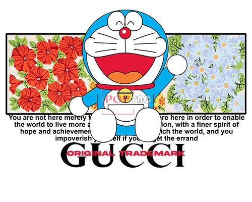 潮牌字母GUCCI哆啦A梦花卉印花图案服装裁片T恤烫图印花花型素材