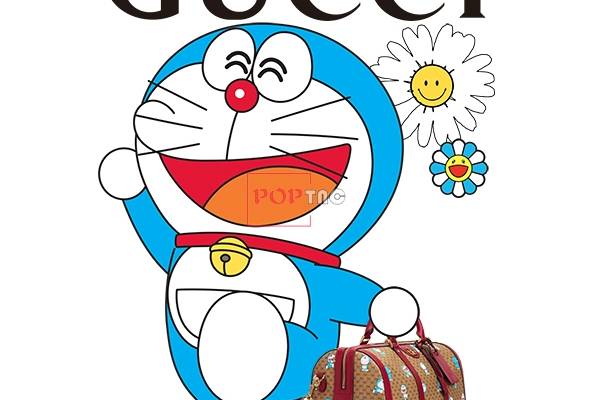潮牌字母GUCCI哆啦A梦菊花印花图案服装裁片T恤烫图印花花型素材
