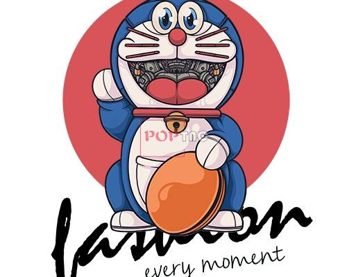 卡通动漫机器人哆啦A梦铜锣烧字母印花图案服装裁片T恤烫图印花花型素材