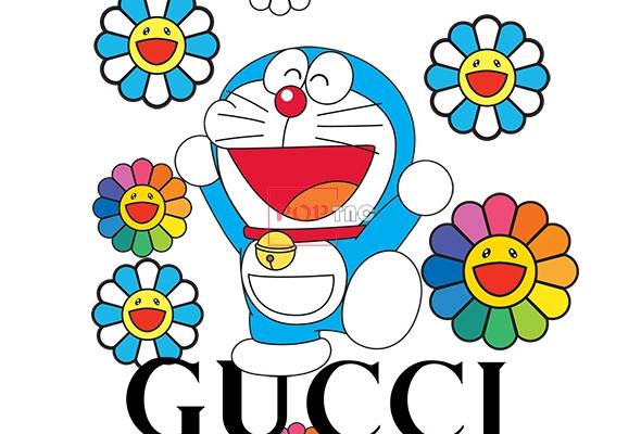 潮牌字母GUCCI哆啦A梦菊花印花图案服装裁片T恤烫图印花花型素材