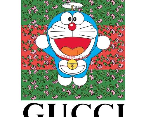 潮牌字母GUCCI哆啦A梦花卉印花图案服装裁片T恤烫图印花花型素材