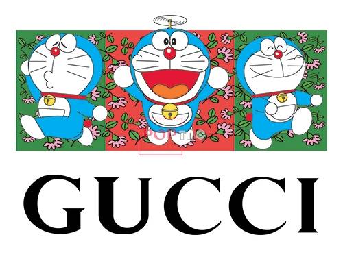 潮牌字母GUCCI哆啦A梦花卉印花图案服装裁片T恤烫图印花花型素材