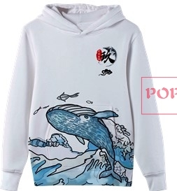 卡通动物鲸鱼海浪印花图案服装裁片T恤卫衣全身印印花花型素材