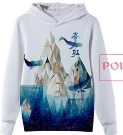 海洋冰川鲸鱼印花图案服装裁片T恤卫衣班服全身印印花花型素材