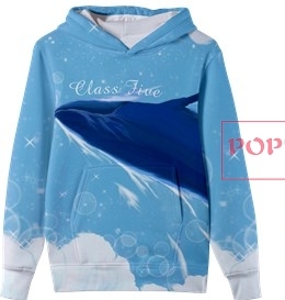 卡通动物鲸鱼印花图案服装裁片T恤卫衣班服全身印印花花型素材