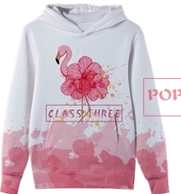 色彩涂鸦花朵火烈鸟印花图案服装裁片T恤卫衣班服全身印印花花型素材