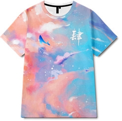 几何星空鲸鱼字母印花图案服装裁片T恤全身印印花花型素材