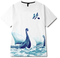 海浪动物章鱼字母印花图案服装裁片T恤全身印印花花型素材