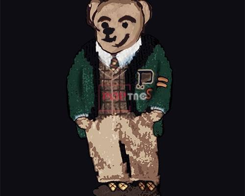 卡通动物熊印花图案服装裁片T恤卫衣烫图印花花型素材