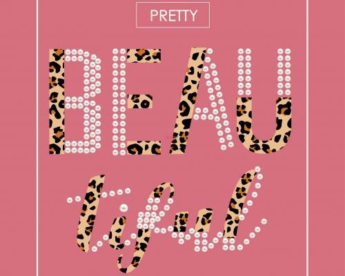 烫钻字母豹纹潮图高清T恤烫画热转印高清素材