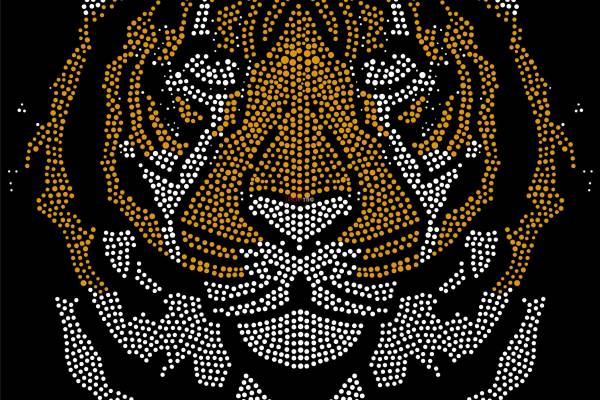 烫钻老虎头像潮图高清T恤烫画热转印高清素材