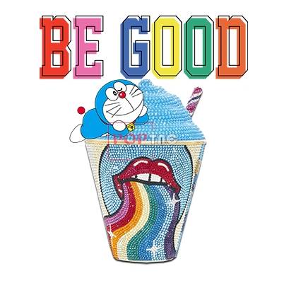 卡通动漫哆啦A梦字母冰淇淋潮牌印花图案服装裁片T恤烫图印花花型素材