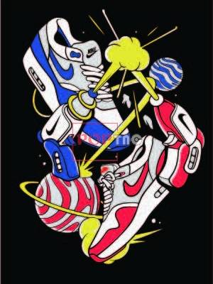 潮牌NIKE球鞋印花图案服装裁片T恤卫衣烫图印花花型素材