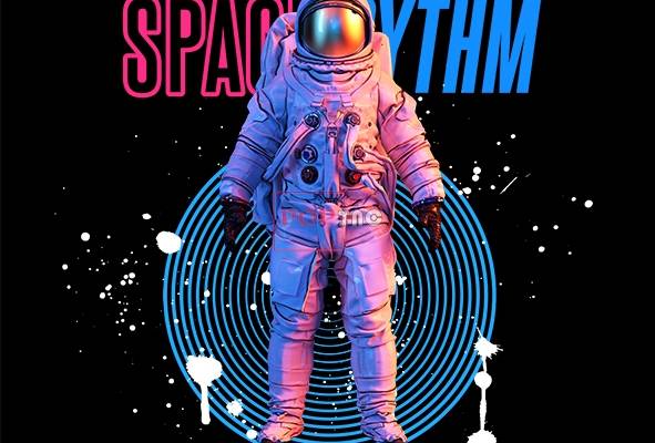 太空人字母印花图案服装裁片T恤卫衣烫图印花花型素材